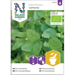 Citronmelisse 'Lemona' Øko Melissa Officinalis L. 'Lemona' Frøpose, Antal Pr. Pakke, Ca. 75 Stk.