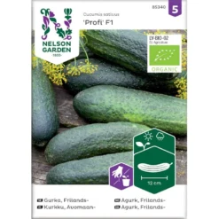 Frilandsdrueagurk 'Profi' F1 Øko Cucumis Sativus 'Profi' F1 Frøpose, Antal Pr. Pakke, Ca. 8 Stk.