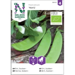 Lav Sukkerært 'Norli' Øko Pisum Sativum 'Norli' Frøpose, Antal Pr. Pakke, Ca. 50 Stk.