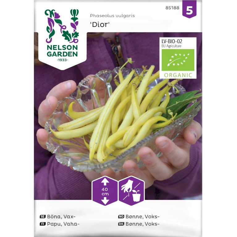 Voksbønne 'Dior' Øko Phaseolus Vulgaris 'Dior' Frøpose, Antal Pr. Pakke, Ca. 30 Stk. 1 Voksbønne 'Dior' Øko Phaseolus Vulgaris 'Dior' Frøpose, Antal Pr. Pakke, Ca. 30 Stk.